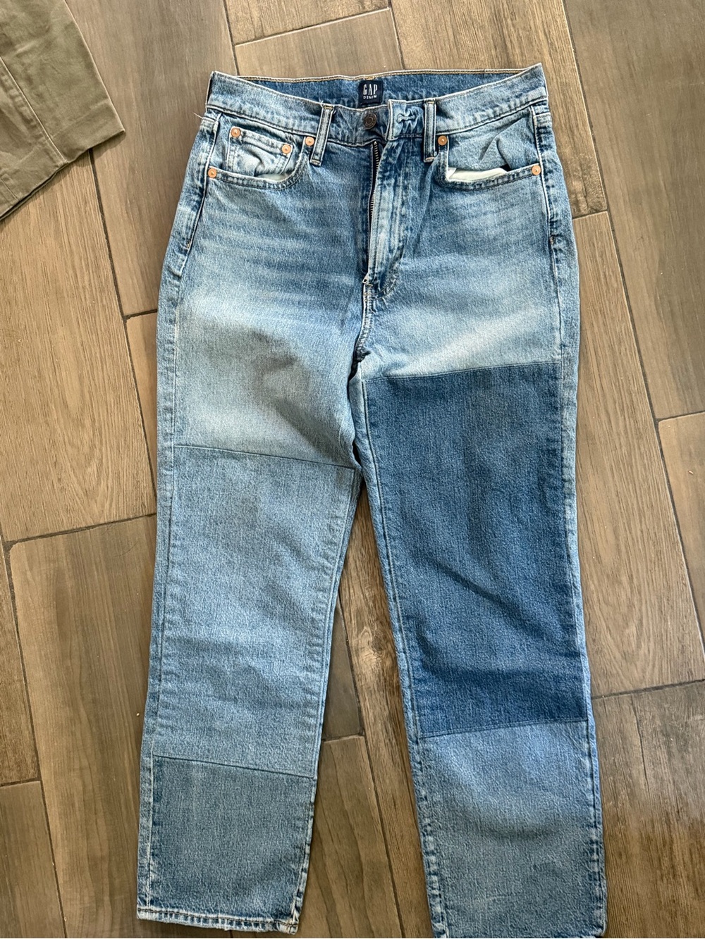GAP Two-Tone Light and Dark Blue Straight-Leg Jeans